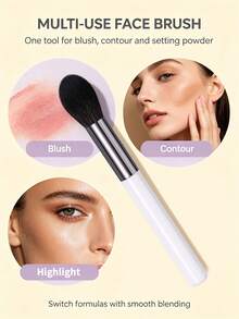 1pc Multi-Use Face Makeup Brush,Cosmetic Tool For Blush, Contour, Highlight And Setting Powder, Smooth Blending - White - View 8