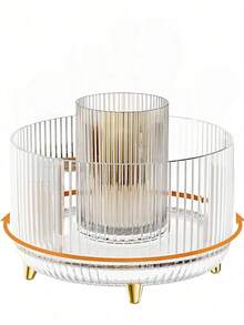 Desktop Makeup Brush Organizer, Cosmetic Storage Box, Can Store Eyeshadow, Lipstick And Brushes, Suitable For Room, Home, Bedroom, Bathroom, House, Desk, Accessories, Fun Gift - Clear - View 2