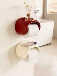 1pc Joivida Wall-Mounted Toilet Paper Holder, PET Waterproof Tissue Storage Box, Bathroom Toilet Paper Storage Rack, No-Drill Adhesive Tissue Holder, Suitable For Toilet, Bathroom And Washroom Storage - Multicolor - View 10