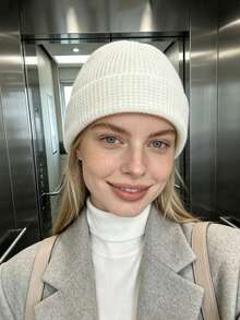 1/2pcs High Quality Oversized Women's Fashion Solid Color Knitted Hat With Horn Decoration, Suitable For Halloween Costume And Winter Outings - Multicolor - View 3