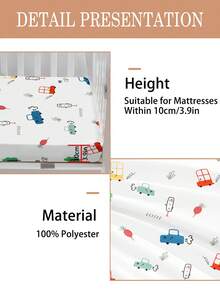 1pc Cute Cartoon Car Print Baby Bed Sheet - Soft Little Driver Bed Cover, Best Birthday Gift For Boys And Girls - Multicolor - View 5