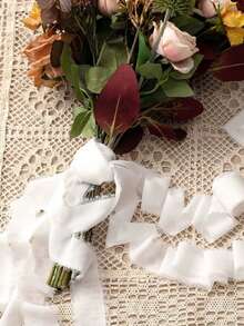 1/2/4 Rolls Soft Flowing Frayed Edge Decorative Ribbon, Chiffon Hand-Torn Ribbon, Suitable For Wedding Invitation Binding, Gift Box Packaging, Floral Craft DIY, Birthday Party Decoration, Souvenir Gift Wrapping - Multiple Styles - View 2