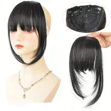 LYSW Fake Air Bangs With Sideburns, Fashion High Temperature Silk Hair Extensions, 2-Clip Double Sideburns Long Bangs Hair Piece For Women, Lightweight Invisible Hair Patch HA2841 - Multicolor - View 2
