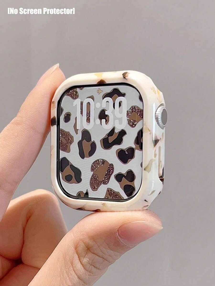 1pc Resin Nougat Color Hard PC Watch Protective Case, Hollow Design, Shockproof, Protective Shell, Compatible With Apple Watch 38/40/41/42/44/45/46mm, Compatible With Apple Watch Series SE/12/11/10/9/8/7/6/5/4/3/2/1, Smartwatch Protective Case Accessory