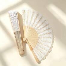 Folding Bamboo Fan Dance Prop Performance Fan Lace Embroidered Hollow Vintage European Court Style Fan - Multicolor - View 8