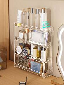 1pc Wall-Mounted Storage Rack, Makeup Organizer Shelf, Suitable For Bathroom Vanity, Cosmetic Display Rack, Multi-Function Storage Rack, Can Hold Collectibles, Snacks, Hair Accessories, Nail Polish, Sunglasses | Bathroom Accessories - Clear - View 8