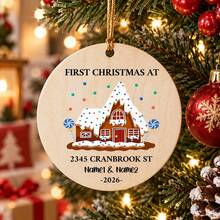 Custom Gingerbread House Christmas Ornament, Cozy First Christmas Home Decor, Personalized Name & Address Keepsake, Christmas Tree Decorations, Customized Text Wall Hanging For Holiday Party Supplies, Customizable 2026 Housewarming Gift For Couples - Style E - View 7