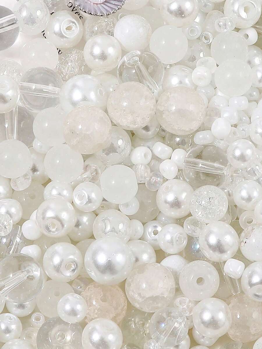 beadia 100/250g 2-10mm 白色系列混色玻璃珠，多款式 DIY 珠寶手工配件，項鍊與手鍊製作材料，適合女性