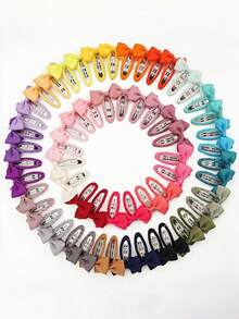 20/30pcs Bow Snap Hair Clips, Premium Satin Ribbon 2-Inch Hair Clips, Non-Slip Hair Clips For Girls - Multicolor - View 2