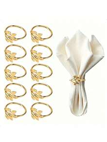20PCS Leaf Creative Napkin Rings, Decorative Napkin Rings, For Birthday, Farmhouse, Wedding, Restaurant, Hotel, Valentine's Day, Banquet, Buffet Table Decor, Party Supplies, Home Kitchen Table Decor - Multicolor - View 1