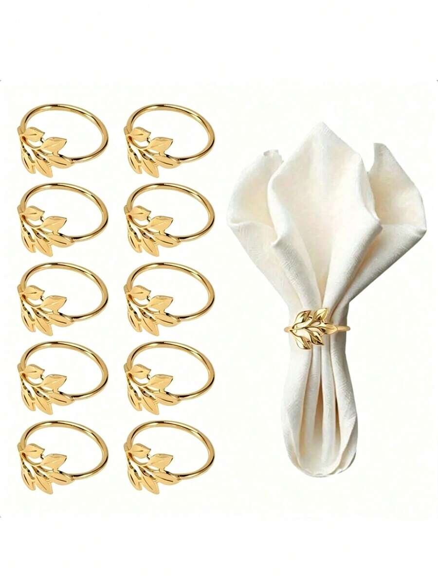 20PCS Leaf Creative Napkin Rings, Decorative Napkin Rings, For Birthday, Farmhouse, Wedding, Restaurant, Hotel, Valentine's Day, Banquet, Buffet Table Decor, Party Supplies, Home Kitchen Table Decor - Multicolor - View 1