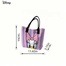 Miniso Disney Daisy Duck Hand-Held One Shoulder Laptop Bag, Pink And Purple Striped Print Daily Shoulder Bag - White - View 6