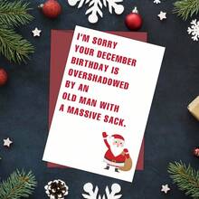 1pc Humorous December Birthday Card With Envelope - Santa Claus Joke Christmas Birthday Card, Funny Birthday Greeting Card, Suitable For Friends And Family, Holiday Christmas Gift, Birthday Gift - Multicolor - View 4