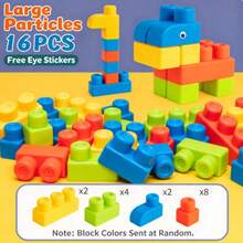 1pc Soft Rubber Large Building Blocks, Flexible Interlocking Construction Bricks, DIY Assembly Puzzle Toy, Creative Stacking Play Set For Kids & Teens - Multicolor - View 9