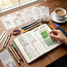 12pcs Flexible Planning Drawing Templates - 3" X 6" Grid Dot Templates, Reusable Grid, Suitable For Bullet Journal, Planner, Creative Notes, To-Do List, Daily Schedule, Calendar And Binder; Essential Journaling Tool, Minimalist Template Design - One Size Fits All - View 8