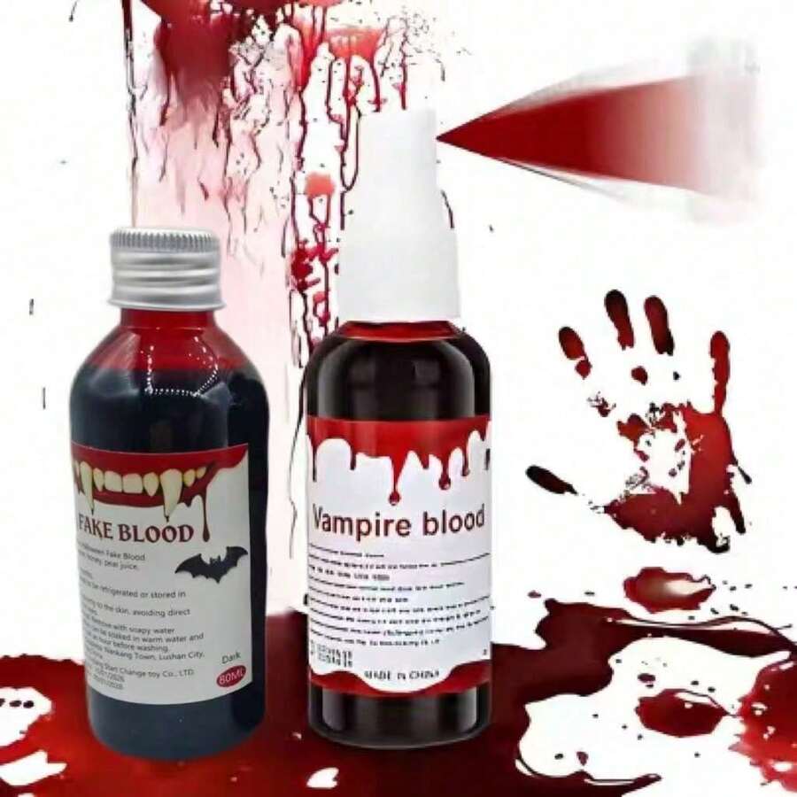 Fake Blood, Performance Prop Cosplay, Vampire, Zombie Holiday Prop, Splash On Clothes Decoration, Photo Decoration Prop (Random Color) (Product Batch Different Bottle Label Random) - Multicolor - View 1