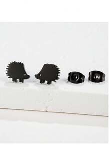 1 Pair Minimalist Hedgehog Earrings Cute Animal Ear Jewelry Tiny Hedgehog Earrings Gift For Animal Lovers - GED365 - View 5