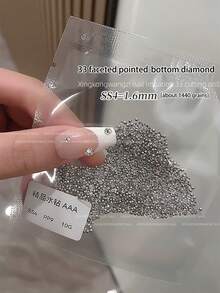 1440pcs/Pack 33 Facets Super Shiny Pointed Bottom Nail Rhinestones DIY Nail Art Refill Pack Nail Rhinestone Decor Nail Gap Filler Mini Round Pointed Rhinestones - White - View 10