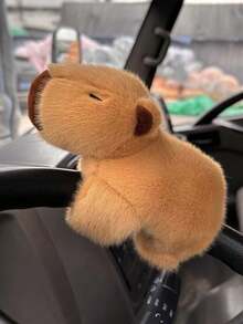 1pc (18cm/7.08in) Capybara Plush Doll, Curtain Tie Back, Educational Doll, Multi-Function Capybara Plush Hand Rattle Animal Wristband, Christmas Party Gift - Brown - View 4