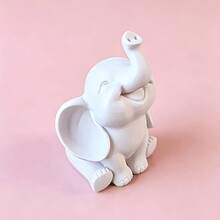 3D Printed Healing White Elephant Desktop Ornament, Cute Lucky Elephant Home Decor, Creative Handmade Craft Gift - Multicolor - View 5