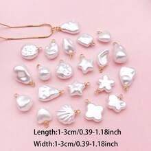 Random 5/20Pcs Mixed Shapes Baroque Faux Pearl Charms, Star Shell Shape White Pearl Pendants With Loop For DIY Earrings Necklace Jewelry Making - White - View 5