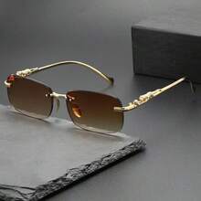 [H0YNl] Brand Design Fashion Rimless High-End Glasses, Suitable For All Seasons, Elegant High-End Unisex Glasses, Fashion Gift - Fashion Accessory - Multicolor - View 6