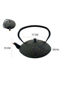 A Japanese-Style Cast Iron Teapot, Suitable For Brewing Tea Over A Fireplace, Perfect For Home Use As A Tea Set. It Features An Open Flame And A Handle, And Comes In Various Textured Designs. Sizes Range From 780-1200ml. - Iron Teapot With Gold Cherry Blossom Pattern - View 5