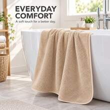 FLYINGCURTAINS Solid Color Face Towel For Shower, Ultra Soft Quick Drying And Skin Friendly Towel For Bathroom, Machine Washable - Camel - View 2