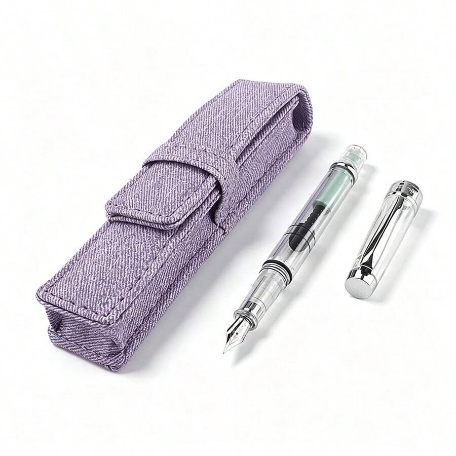 Transparent Piston Fountain Pen, Clear Acrylic Demonstrator Pen, Silver Metal Clip, Ink Reservoir Hand Writing Pen, Office School Stationery Gift For Calligraphy - 3008 - View 1
