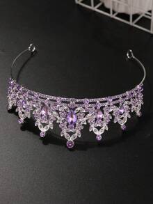 1pc Fashionable Exquisite Alloy Crown, Suitable For Women's Wedding Banquet Hair Accessory - Lilac Purple - View 6