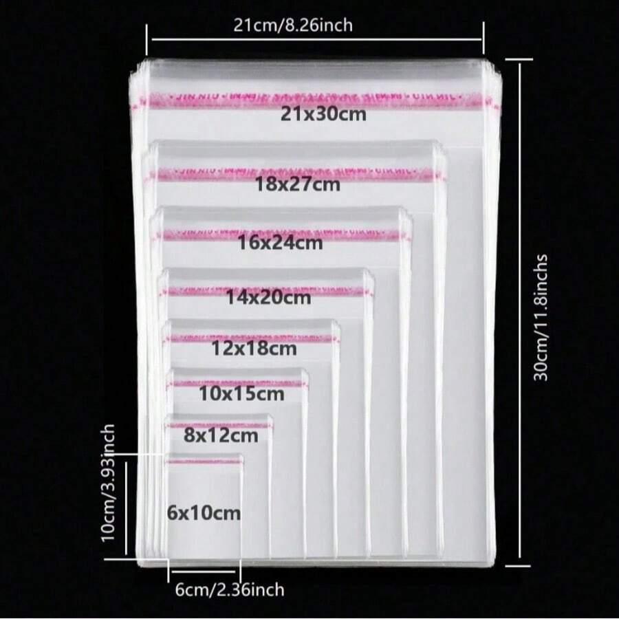 50pcs/Set, Transparent OPP Self-Adhesive Plastic Gift Bags, Suitable For Party Favors, Jewelry Packaging, Halloween Gift Wrapping, Christmas Gift Bags - Multi-color - View 1