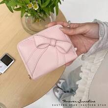 Y2 Japanese & Korean Sweet Style Bow Zipper Mini Wallet, Women's Cute PU Leather Multi-Slot Card Holder Coin Purse - Multicolor - View 5