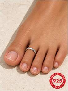 lunastudio 1pc 925 Sterling Silver Minimalist Open Toe Ring For Women Daily Wear - Silver - View 1