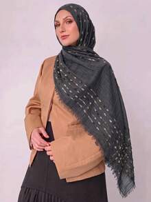 1pc Fashion Long Distressed Line Pattern Scarf With Four-Sided Short Fringe, Breathable Outdoor Women's Headscarf, Shawl, Daily Wear Accessory, Birthday Gift - Multicolor - View 15