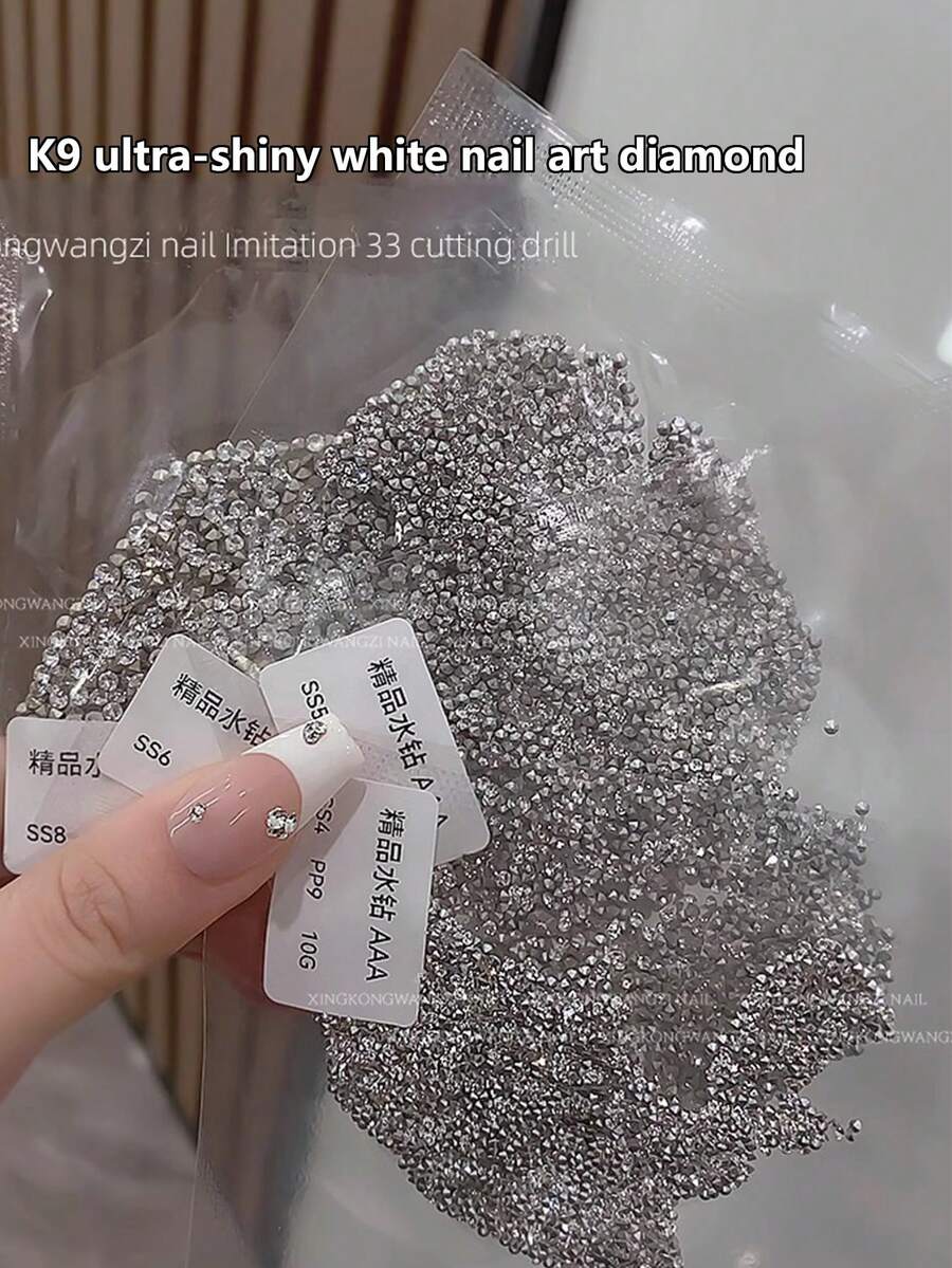 1440pcs/Pack 33 Facets Super Shiny Pointed Bottom Nail Rhinestones DIY Nail Art Refill Pack Nail Rhinestone Decor Nail Gap Filler Mini Round Pointed Rhinestones