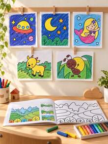 1pc Dinosaur World Line Art Hand-Drawn Tracing Book, Princess Fairy Tale Character Drawing Practice Workbook, Zero-Based Beginner Drawing Book Coloring Book, Covering Eyes, Facial Features, Hairstyles, Expressions And Character Poses Practice, Back To School Season Gift, Campus Drawing Sketch Tracing Book, Light Background To Clear Line Art Helps Observe Lines And Structure Suitable For Children Who Love Anime Drawing To Learn At Home With Parent-Child Companionship - Multicolor - View 2