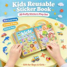 Squishy-Parent-Child Interactive Stickers-1pc-Cute Ocean Creature Jelly Stickers, Bright Color 3D Cartoon Stickers-Reusable Peel And Stick Stickers, Whale Mermaid Octopus Pattern Stickers, Suitable For DIY Crafts-Interactive Collage, Fun Game Books - Multicolor - View 4