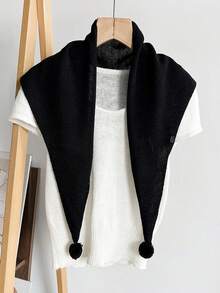 1 PC Women Pure Wool Knit Triangle Scarf, Solid Color Multi‑Way Wear Warm Neck Wrap Shawl, Minimalist Fall Winter Layering Accessory - Multi-color 7 - View 19