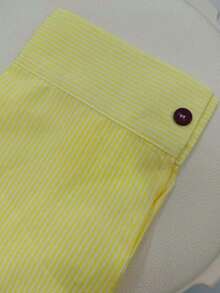 Women's Elegant Cute Minimalist Fresh Casual Daily Home Commute Versatile Colorful Asymmetric Button Striped Loose Shirt - Yellowish-white - View 6