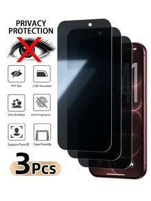 Navigator 3pcs Privacy Anti-Peeping Tempered Glass Screen Protector For Smartphone, Non-Full Screen, Shatter-Resistant, Compatible With IPhone Duo/18 Pro Max/18 Pro/18/17 Pro Max/17/17 Pro/17 Air/16 Pro Max/16/16 Pro/16 Plus/15 Pro Max/15/15 Pro/15 Plus/14 Pro Max/14/14 Pro/14 Plus/13 Pro Max/13/13 Pro/12/12 Pro/12 Pro Max/11/11 Pro Max All Series - Black - View 45