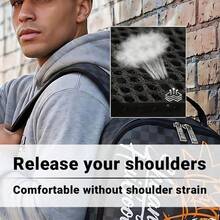 1pc Fashion Pattern Multi-Purpose Backpack, Popular Lightweight Printed Backpack, Fashionable Outdoor Commuter Bag, Large Capacity Travel Bag, Multi-Function Storage Backpack, Adjustable Shoulder Straps, Back To School, Valentine's Day Best Gift, Gift For Friends Or Others, Gift For Men, A Fun Gift - Black - View 11