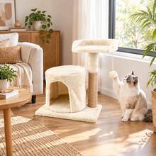 Estructura de escalada para gatos: robusta y duradera; un juguete para interiores apto tanto para gatitos como para gatos adultos; color beige; ayuda a que la mascota gaste energía; estable. - Beis - Ver 3