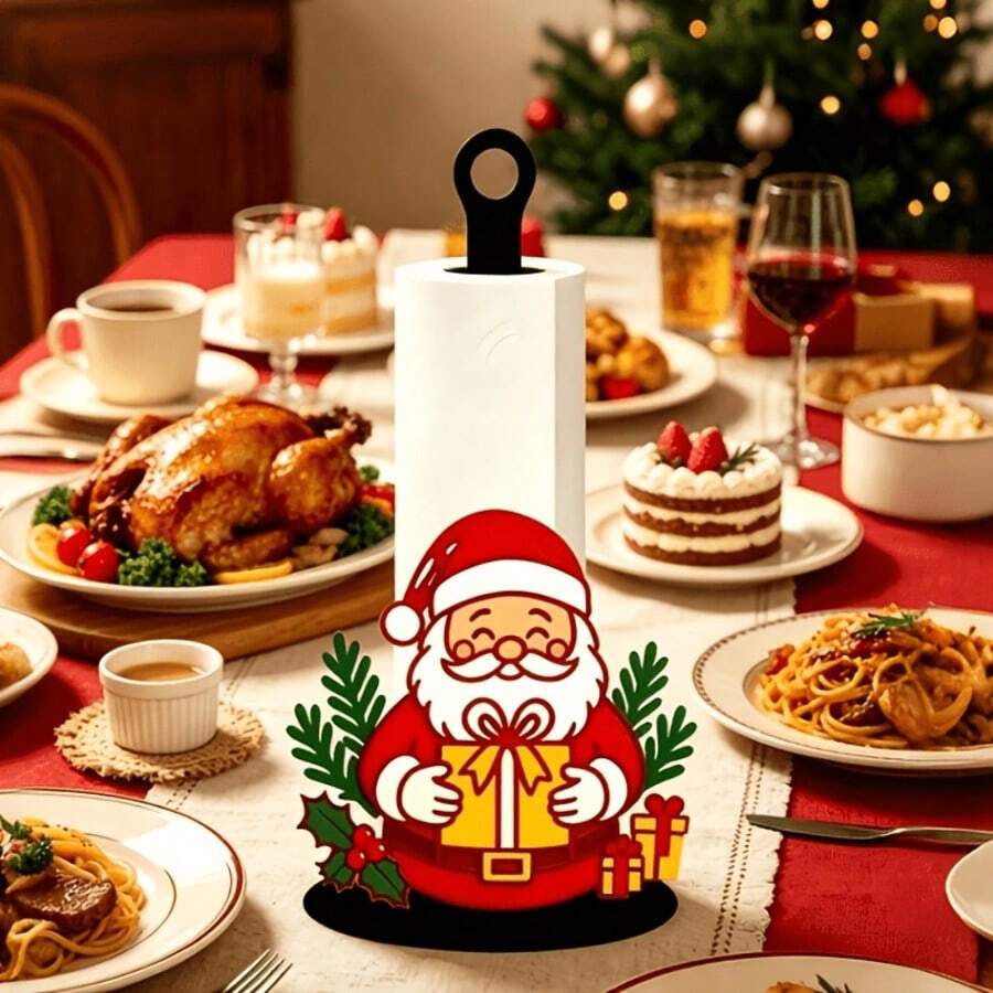 Acrylic Santa Claus Desktop Tissue Holder, Vertical Paper Towel Storage Rack, Suitable For All Four Seasons, Christmas And New Year Restaurant Dining Table Holiday Decor, Christmas Gift, Home Decoration - Multicolor - View 1