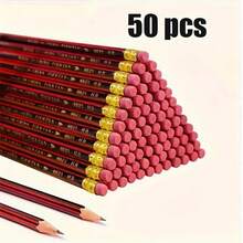 50/30pcs Premium HB Pencils With Eraser - Smooth Writing, Suitable For Classroom, Office And Studio Drawing And Shading - Premium Wood Barrel | Hexagonal Grip, Break-Resistant Lead, Latex-Free Eraser, Suitable For Notes, Exams, Journals And Artistic Creation - Pencil - View 2