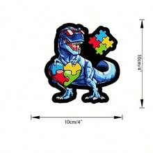 2Pcs Autism Awareness Dinosaur Vinyl Stickers, Puzzle Heart T-Rex Decal, Waterproof Sticker For Car Laptop Hard Hat, Autism Gift - A - View 5