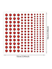 1pc Day Of The Dead Red Pearl Acrylic Face Gem Sticker, Smooth Round Pearl Rhinestones, Stage Y2K Makeup Decor Sticker For Face, Body & Nail Art - Red - View 6