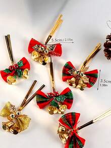12pcs/Pack Christmas Party Gift Decoration Accessories Bows & Bells - View 3