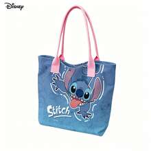 Miniso Disney Lilo & Stitch Cute Handheld Shoulder Tote Bag, Stitch Tongue-Out Pattern Shoulder Tote Bag For Daily Use - Pink - View 4