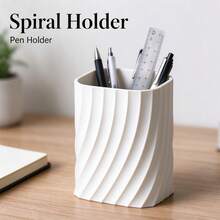 Cream White Twill Rotating Pen Holder, Square Twisted Stripe Stationery Storage Cup, Multi-Functional Makeup Brush Desktop Organizer, Nordic Minimalist Office Study Creative Decor, Gift For Best Friend And Classmate Back To School, Hotel Model Room Home Soft Furnishing Display - View 5
