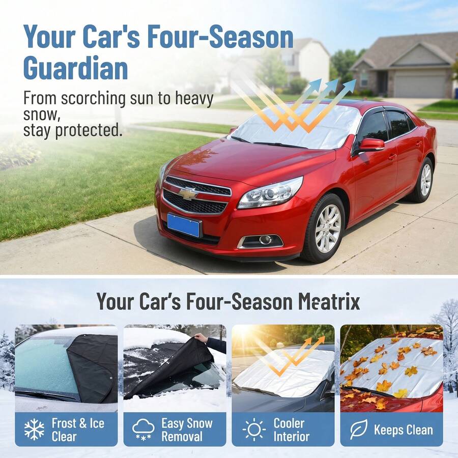 2* Car Windscreen Windshield Anti Snow Frost Cover Front Rear Window Sunshade Visor UV Protection 150X70cm - Silver - View 1